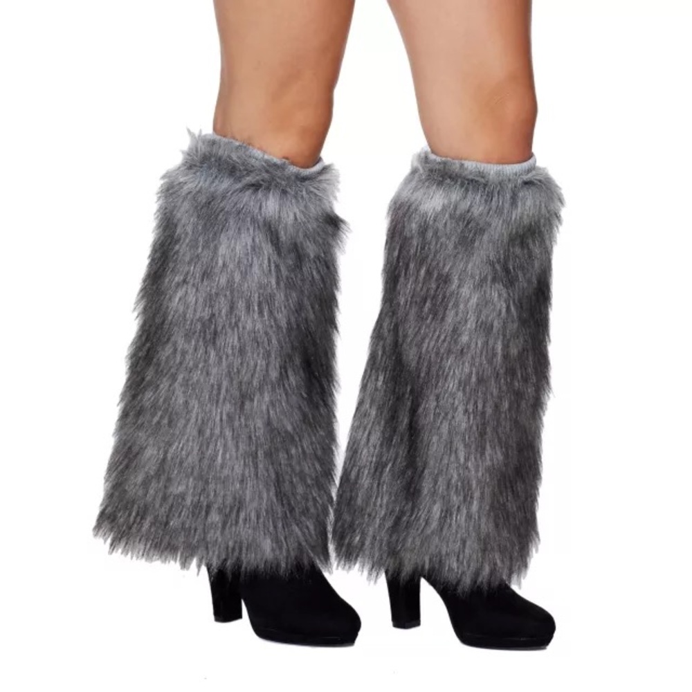 Sexy Gray Faux Fur Leg Warmers NWT
